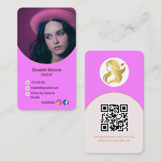 Visite Logo Marque de maquillage moderne Artiste Carte de (Devant / Derrière)