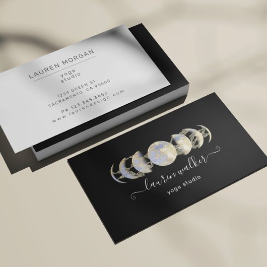 Visite Lune Bleue Dorée Phases Yoga Studio Carte de visit