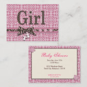 Visite Ma carte de rappel de baby shower de fille (Devant / Derrière)