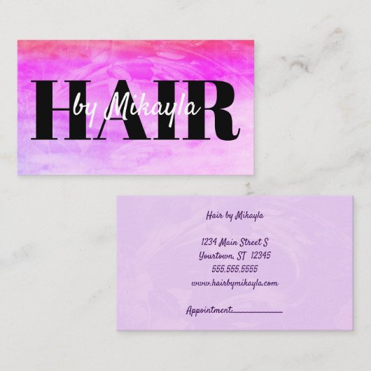 Visite Magenta Rose Hair Style ongles Simple Carte de vis (Devant / Derrière)
