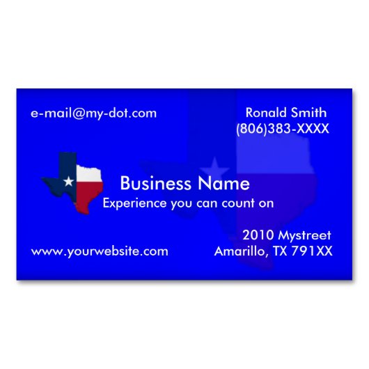 Visite Magnétique Carte bleu-foncé de drapeau du Texas (devant)