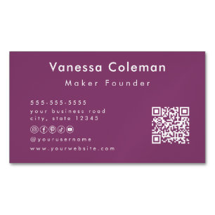 Visite Magnétique Professionnel minimal Qr Code Berry Carte de visit