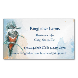 Visite Magnétique Watercolor Kingfisher Business Logo Carte de visit