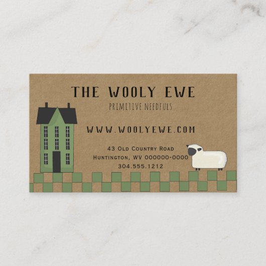 VISITE MAISON DE SALTBOX PRIMITIVE SUR KRAFT CARTE DE VIS (Devant)