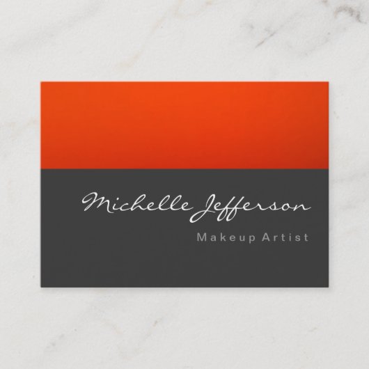 Visite Maquillage Artiste Script Gris Orange Carte de vis (Devant)
