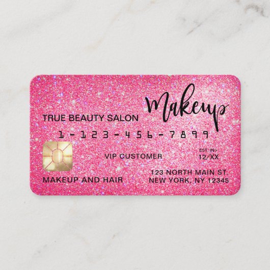 Visite Maquillage de carte de crédit Chic Sparkly Neon Pa (Devant)
