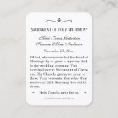 Visite Mariage catholique Favoriser la carte de la Sainte (Dos)