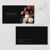 Visite Mariage noir floral latéral noir rouge de carte de (Devant / Derrière)