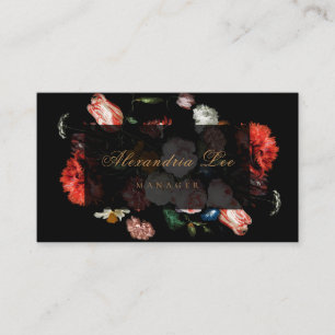 Visite Mariage noir floral rouge foncé de carte de visit