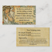 Visite Massage : carte préférée de client (Devant / Derrière)