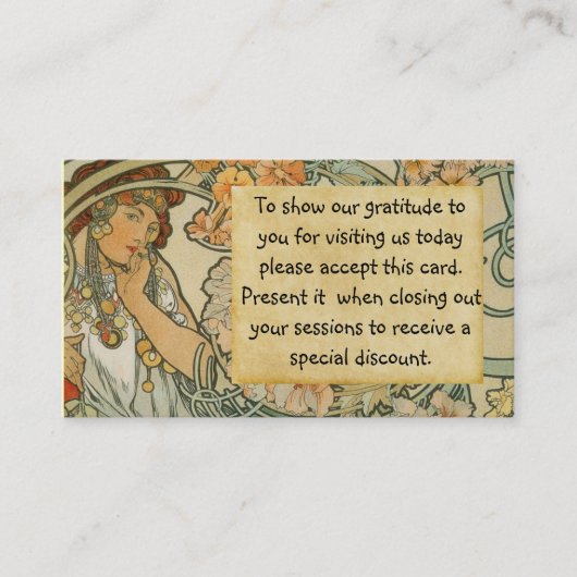 Visite Massage : carte préférée de client (Devant)