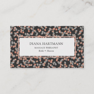 Visite Massage Thérapiste Floral Grey Coral Carte de vis