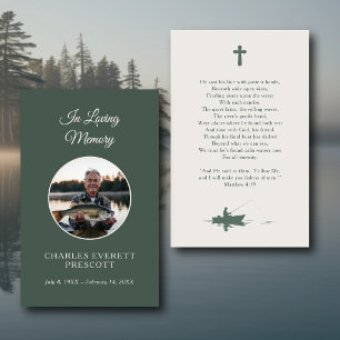 Visite Mémorial de pêcheur Carte de prière funéraire vert