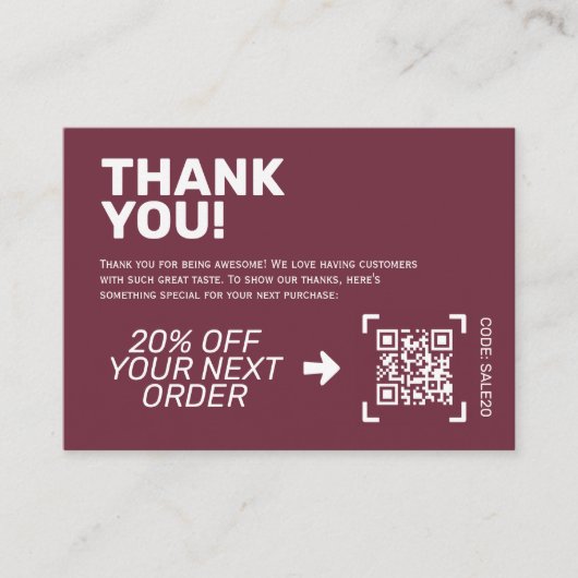 Visite Merci d'insérer la carte | Code de réduction (Devant)