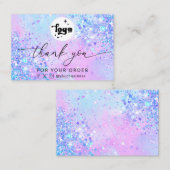 Visite merci script lavender parties scintillant carte de (Devant / Derrière)
