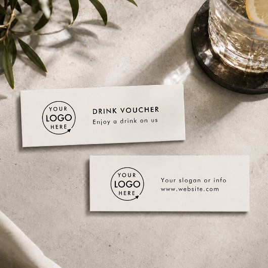 Visite Mini Billet de Boisson | Carte de Logo Gris Événement d