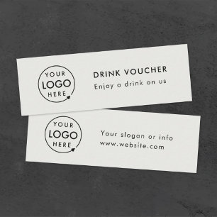 Visite Mini Bon de boisson Carte de logo Gris Événement Entr