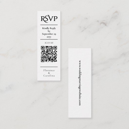 Visite Mini Carte de boîtier budgétaire Mariage RSVP QR Code b (Devant / Derrière)