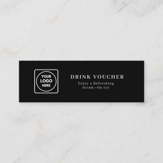 Visite Mini Carte de bon de boisson noire | Événement d'entrep (Devant)