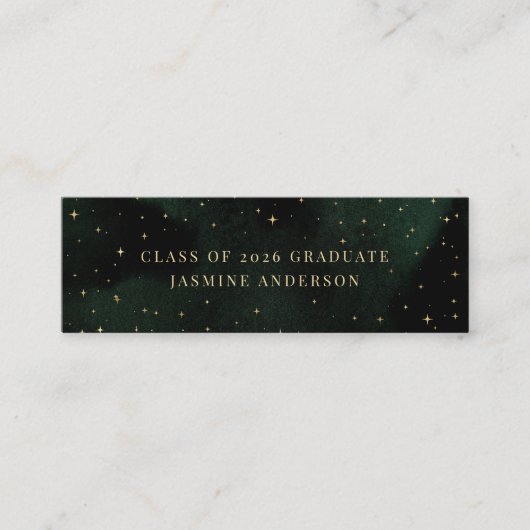 Visite Mini Carte de Diplômé Croissant de Lune Émeraude Célest (Devant)