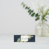 Visite Mini carte de nom de graduation florale bleue et blush (Debout devant)