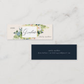 Visite Mini carte de nom de graduation florale bleue et blush (Devant / Derrière)
