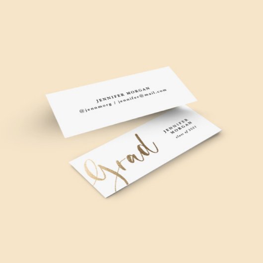 Visite Mini Carte de nom de graduation Gold Script