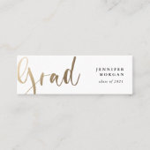 Visite Mini Carte de nom de graduation Gold Script (Devant)