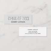 Visite Mini Carte de nom de la classe Silver Grey Chic (Devant / Derrière)