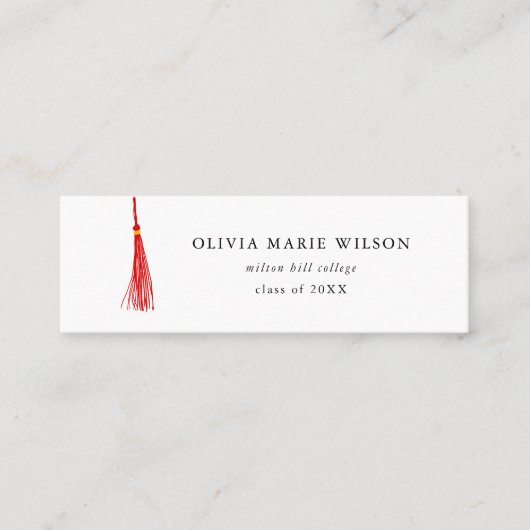 Visite Mini Carte de nom de la graduation Red Tassel (Devant)