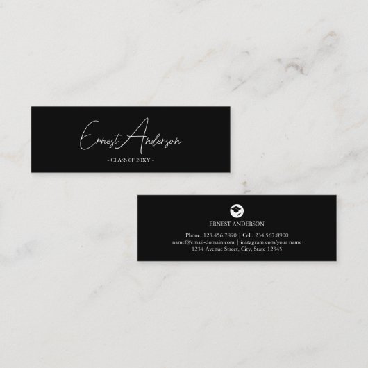 Visite Mini Carte de nom de l'élégance moderne noire et blanch (Devant / Derrière)