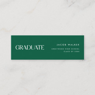 Visite Mini Carte de nom de remise de diplôme rayée vert foncé