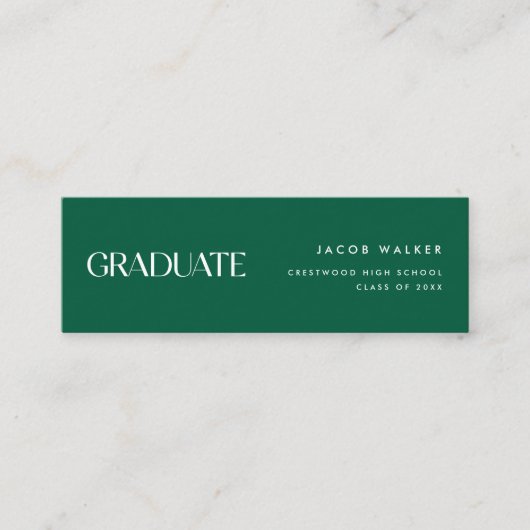 Visite Mini Carte de nom de remise de diplôme rayée vert foncé (Devant)