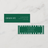 Visite Mini Carte de nom de remise de diplôme rayée vert foncé (Devant / Derrière)