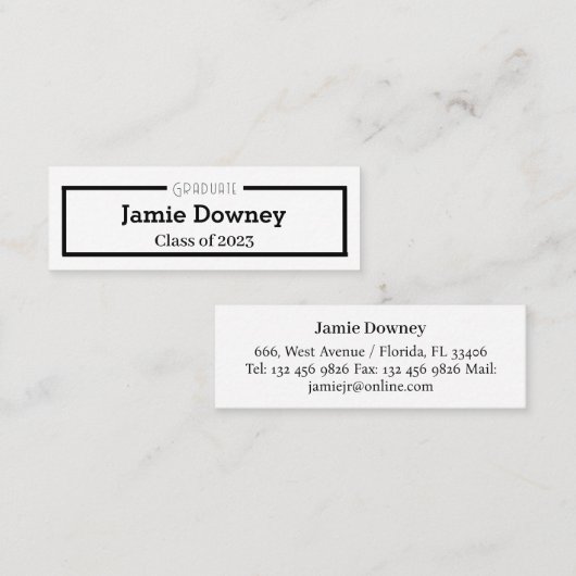 Visite Mini Carte de nom du diplômé | Carte d'insertion modern (Devant / Derrière)