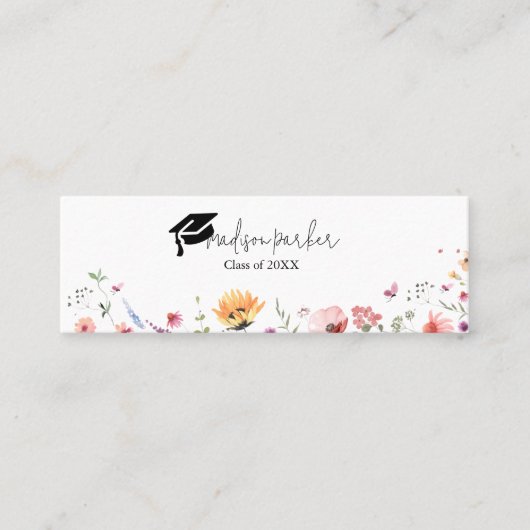 Visite Mini Carte de nom du fleur sauvage Garden Graduation (Devant)