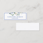 Visite Mini Carte de nom du Rose Floral bleu (Devant / Derrière)