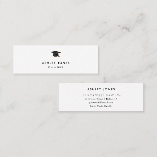 Visite Mini Carte de nom Moderne Simple Graduation (Devant / Derrière)