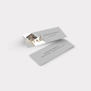 Visite Mini Carte de nom photo Gold Script Graduation