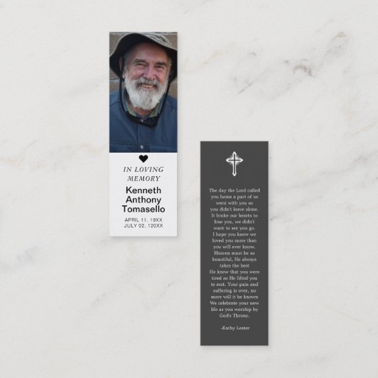 Visite Mini Carte de prière de deuil simple avec marque-page p (Devant / Derrière)