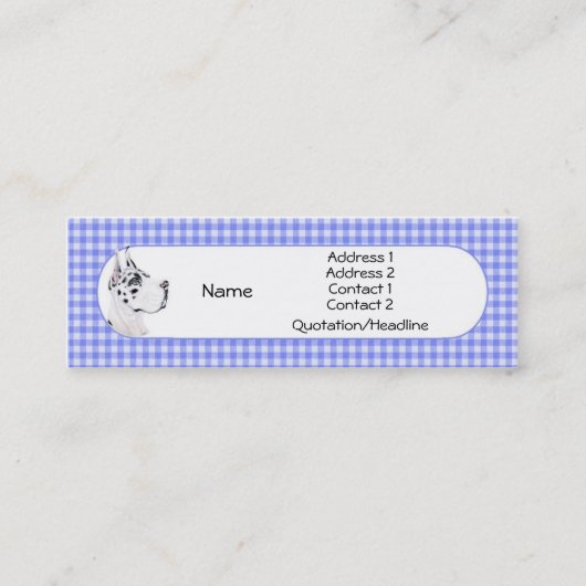 Visite Mini Carte de profil Arlequin Great Dane Blue Check (Devant)