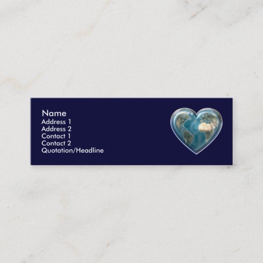 Visite Mini Carte de profil de coeur de la terre (Devant)