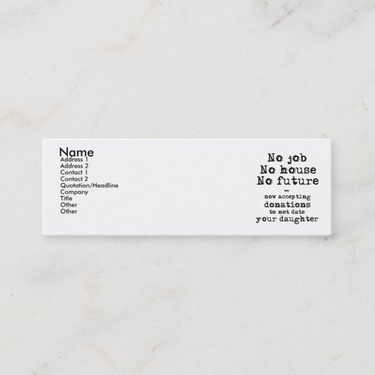 Visite Mini Carte de profil de dons Date Ta Fille (Non) (Devant)