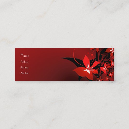 Visite Mini Carte de profil Entreprise Fleur Rouge Ombrée long (Devant)