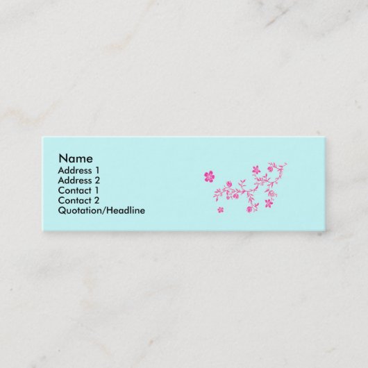 Visite Mini Carte de profil Fleurs roses (Devant)