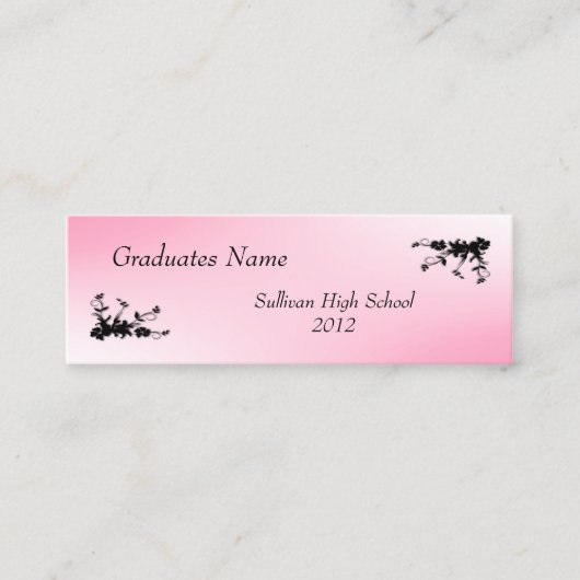 Visite Mini Carte de profil rose élégant (Devant)