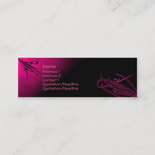 Visite Mini Carte de profil rose sur noir (Devant)