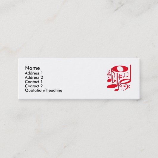 Visite Mini Carte de profil rouge musical (Devant)