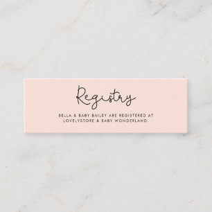 Visite Mini Carte de registre Baby shower de typographie de Wh