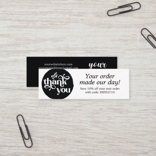 Visite Mini Carte de remerciements circulaire de commande pers (Devant/Arrière en situation)